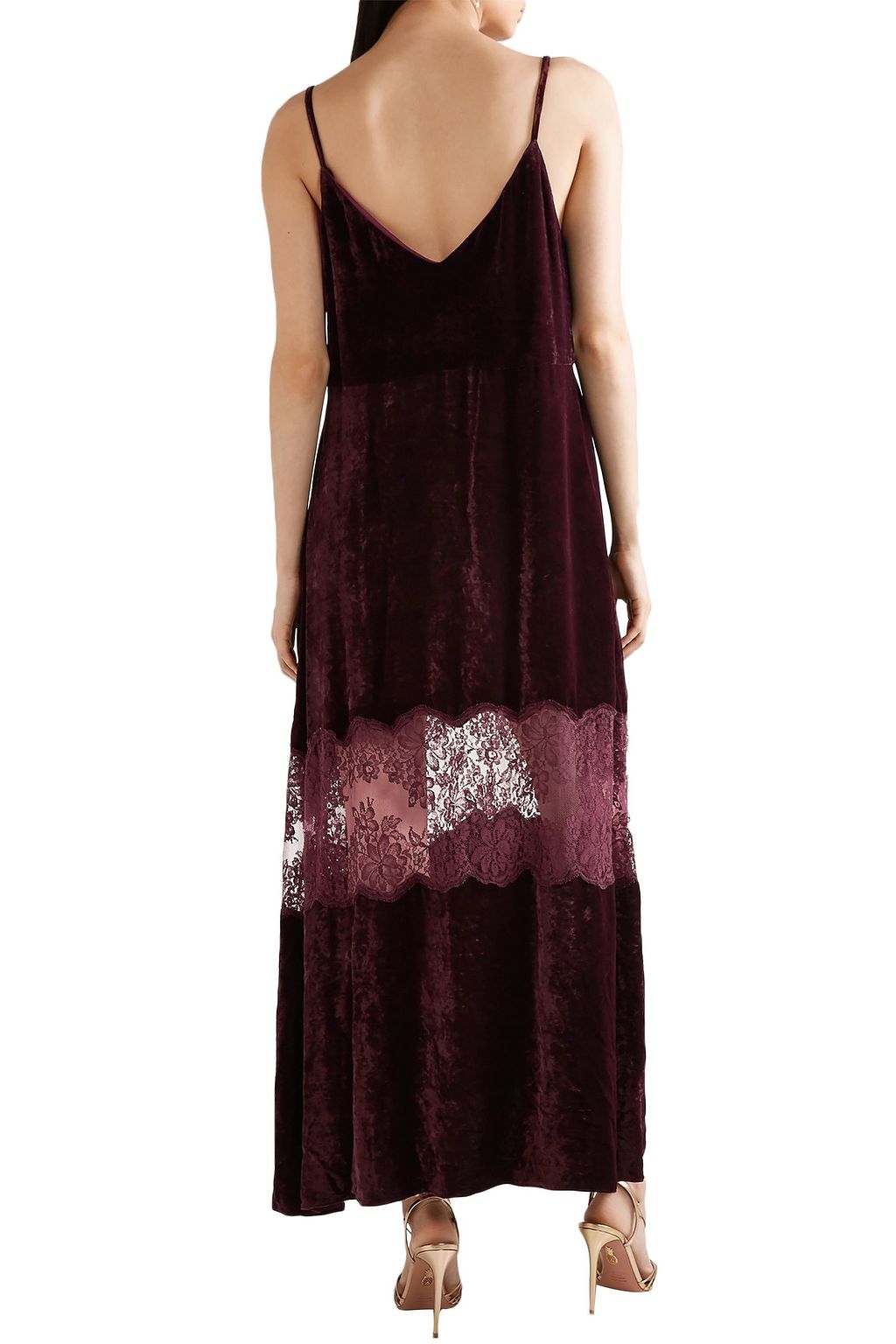 STELLA MCCARTNEY Kelsey lace-paneled velvet maxi dress
