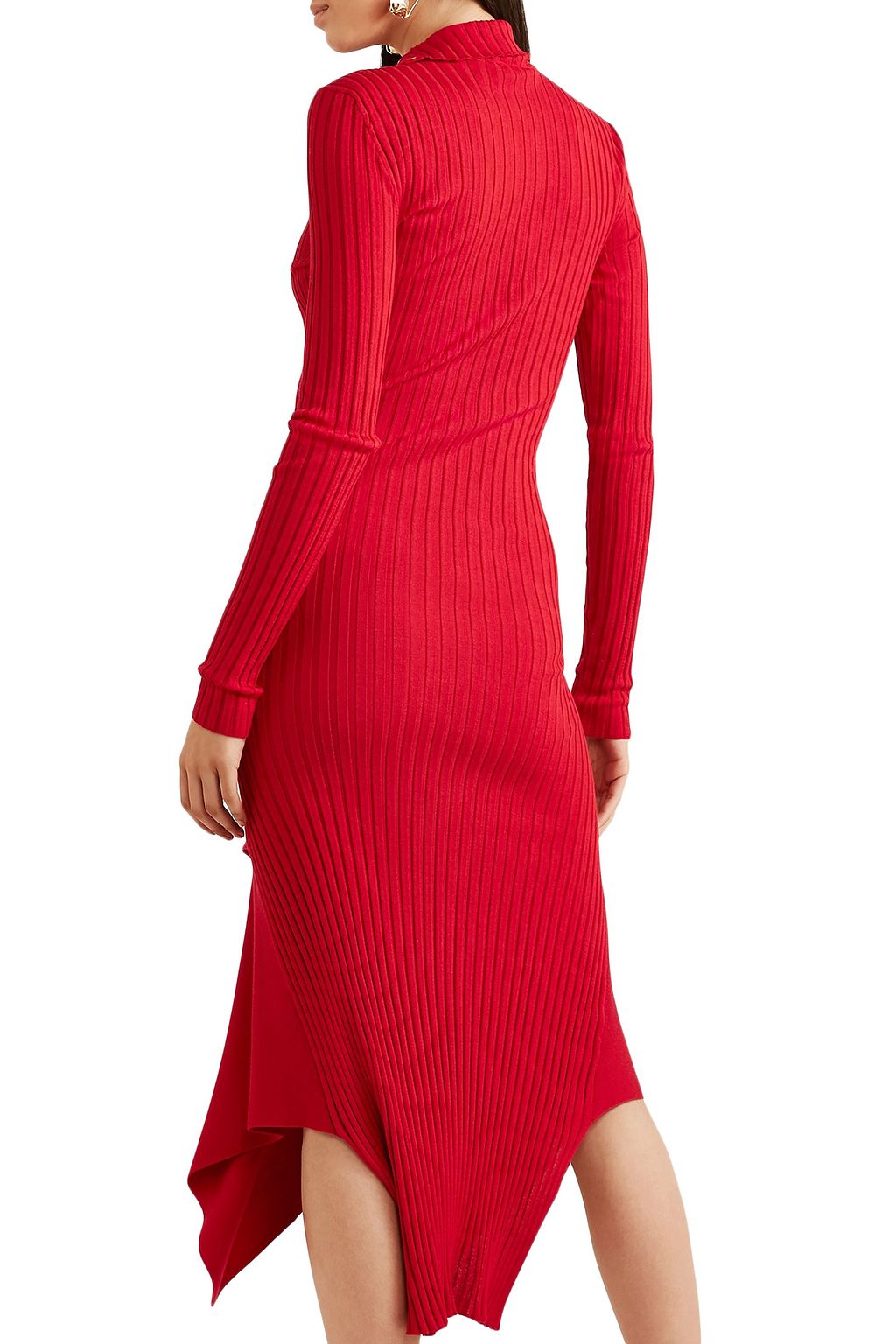 STELLA MCCARTNEY Asymmetric ribbed wool and silk-blend dress