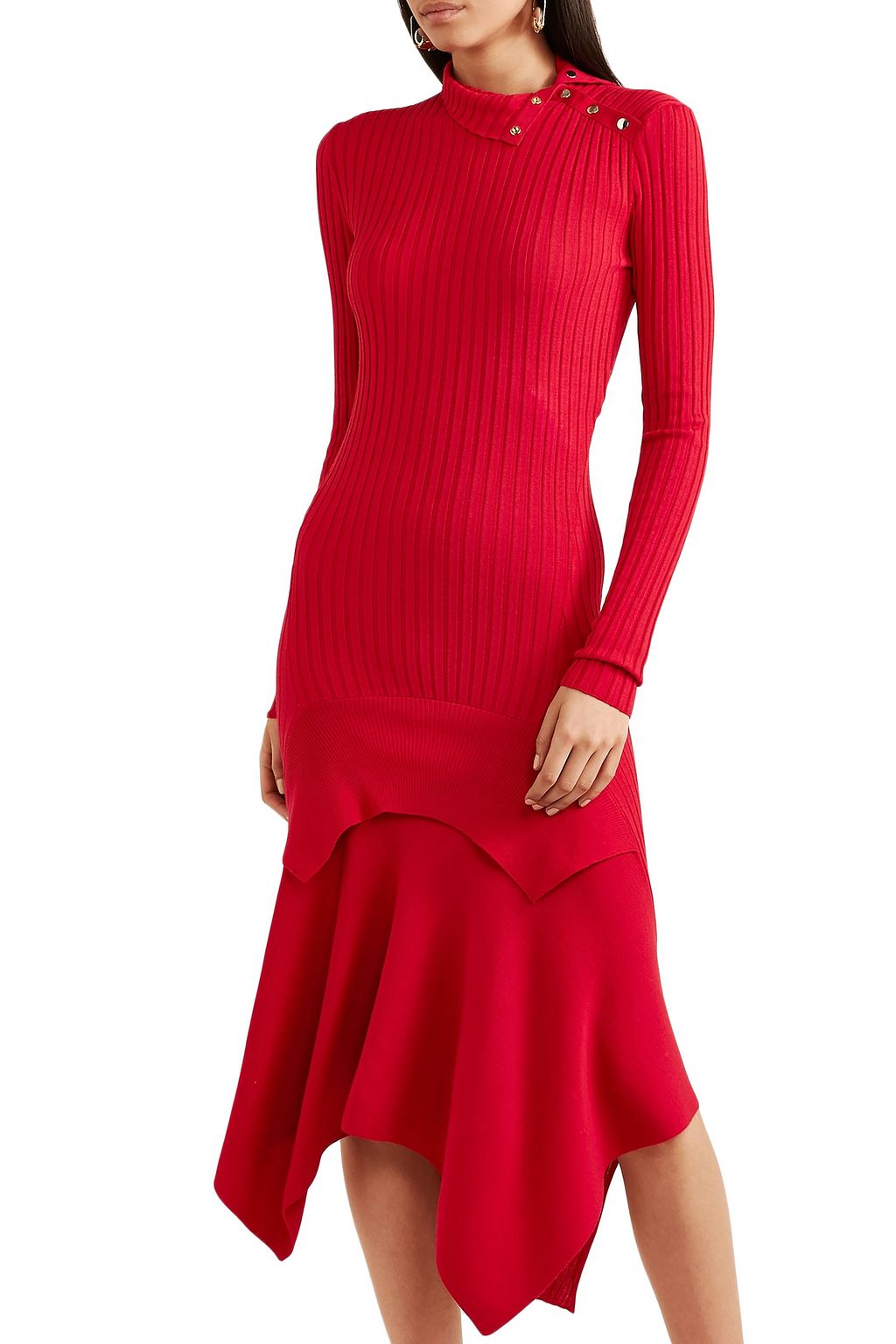STELLA MCCARTNEY Asymmetric ribbed wool and silk-blend dress