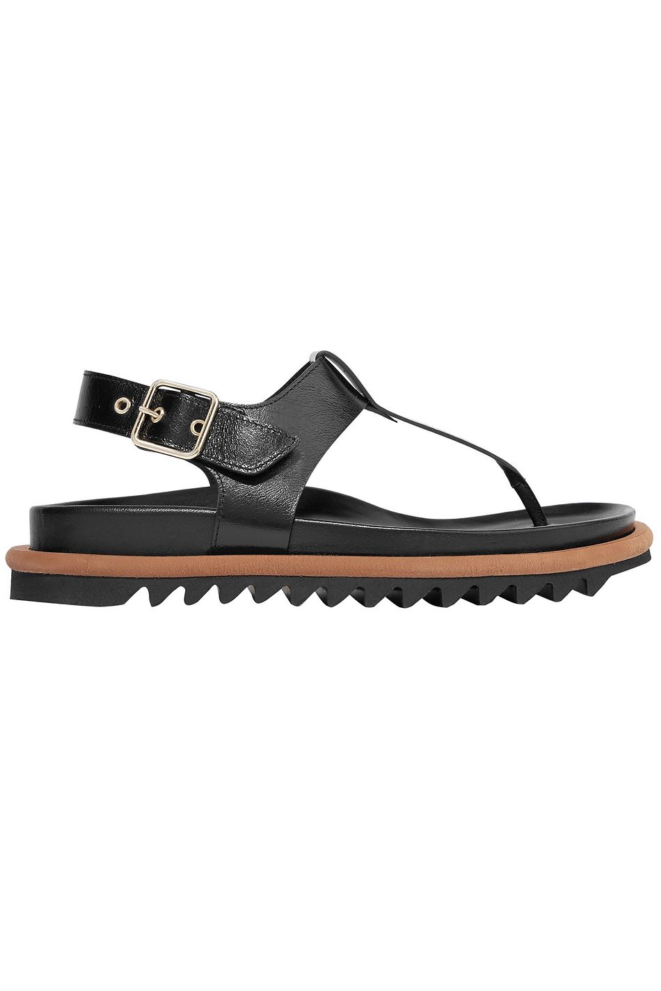 Black Cracked leather sandals | Sale up 