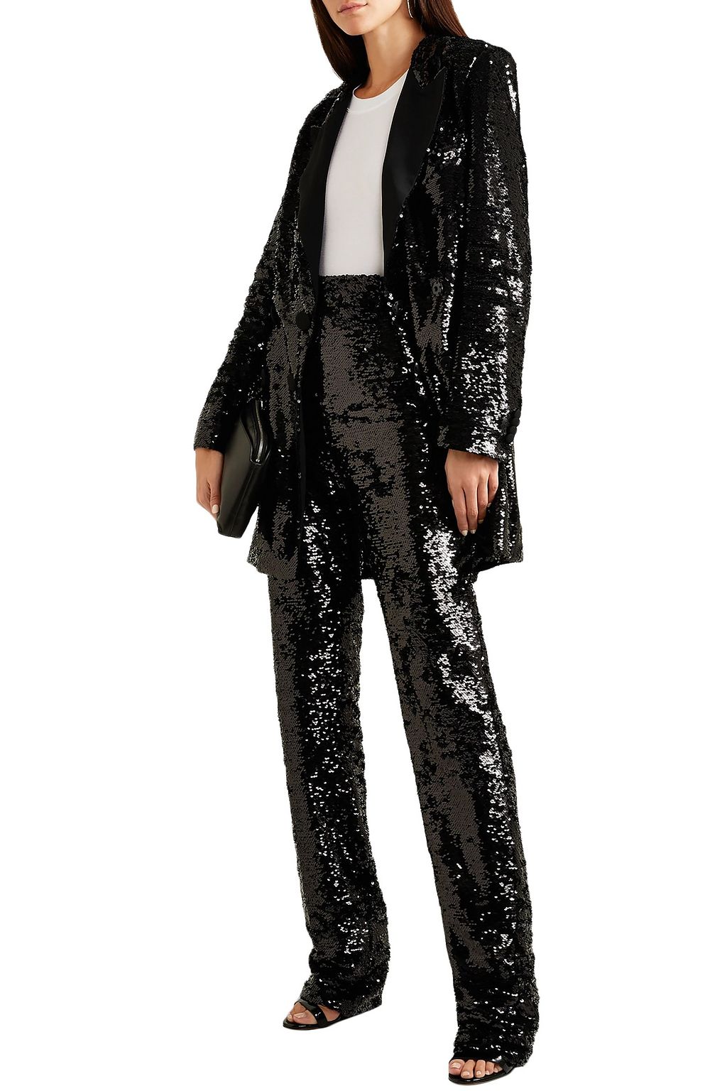 16ARLINGTON Sequined crepe straight-leg pants