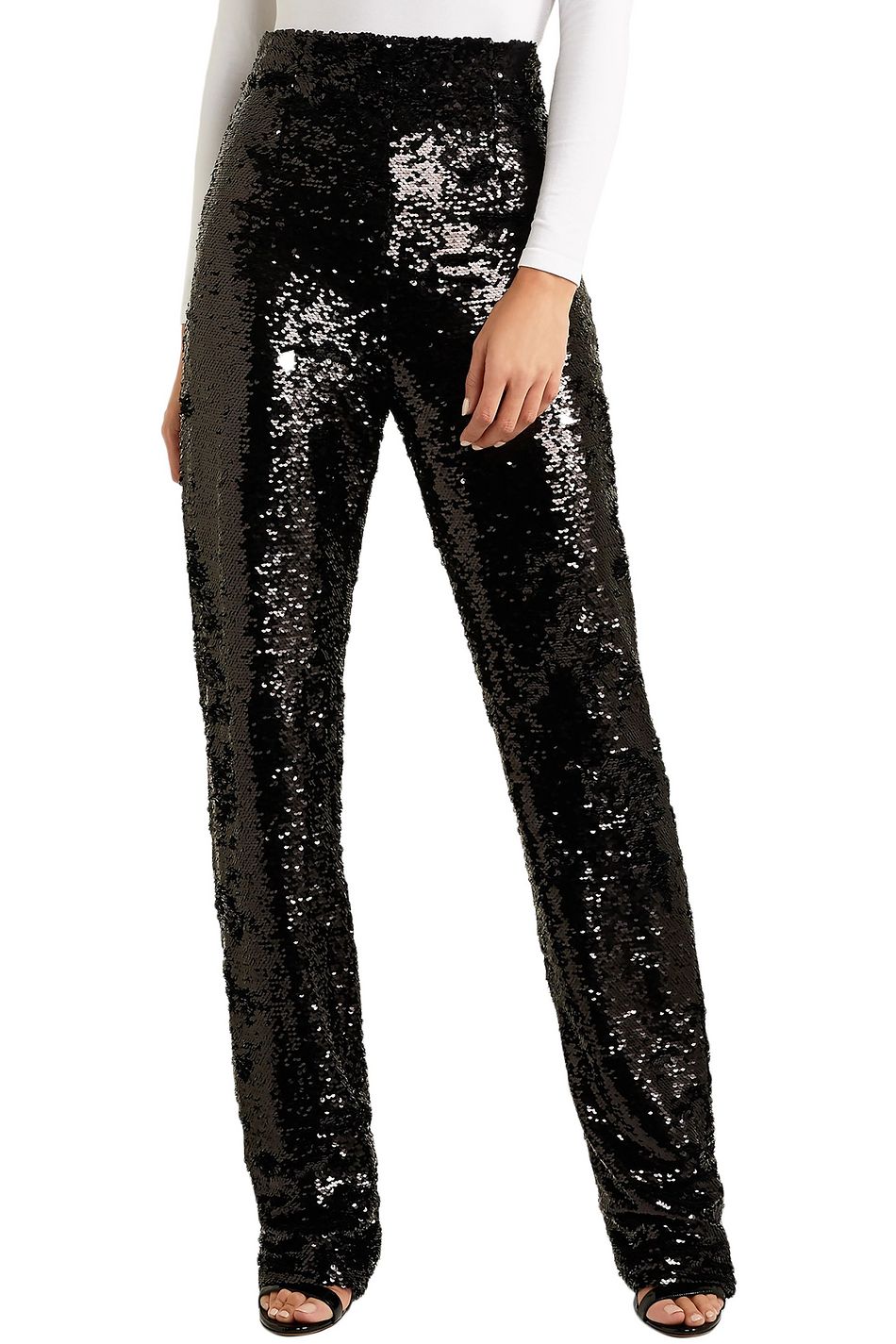 black sequin pants suit