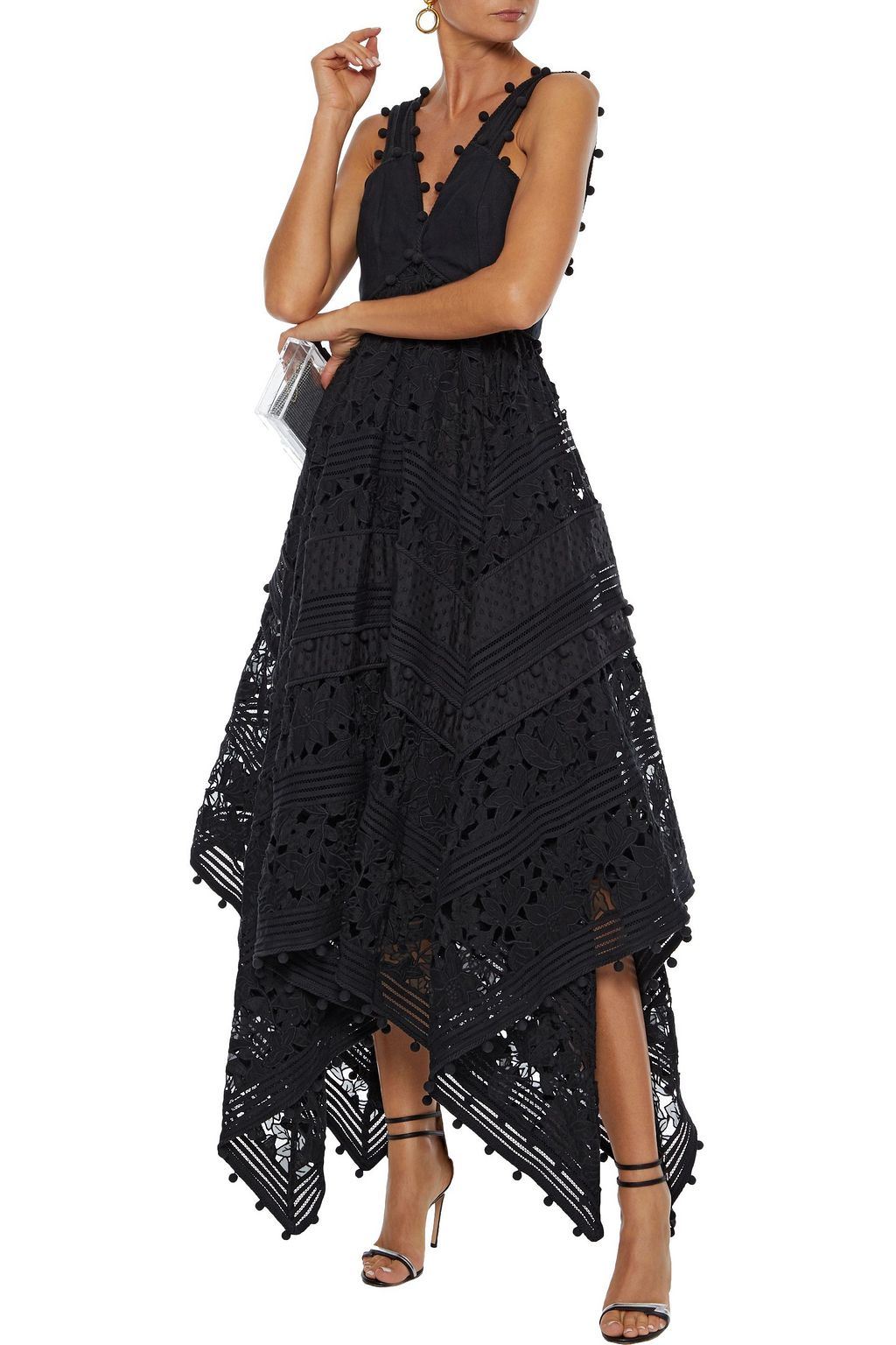 ZIMMERMANN Gauze-paneled embellished cotton and silk-blend lace dress