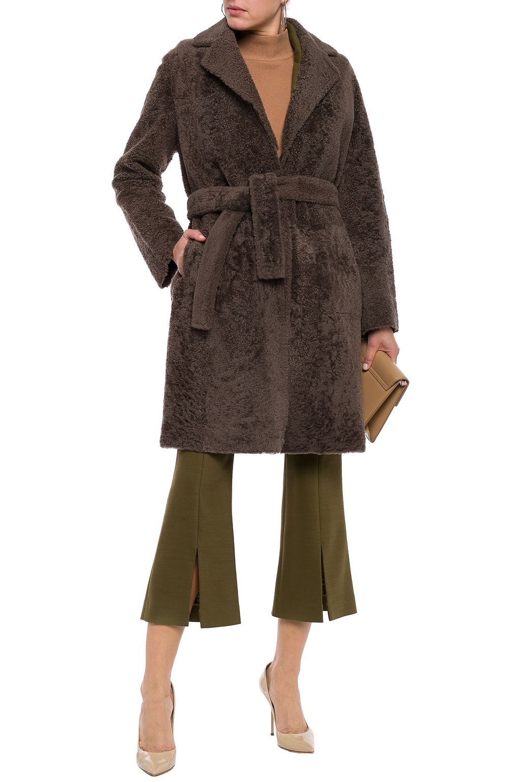 YVES SALOMON Belted shearling coat