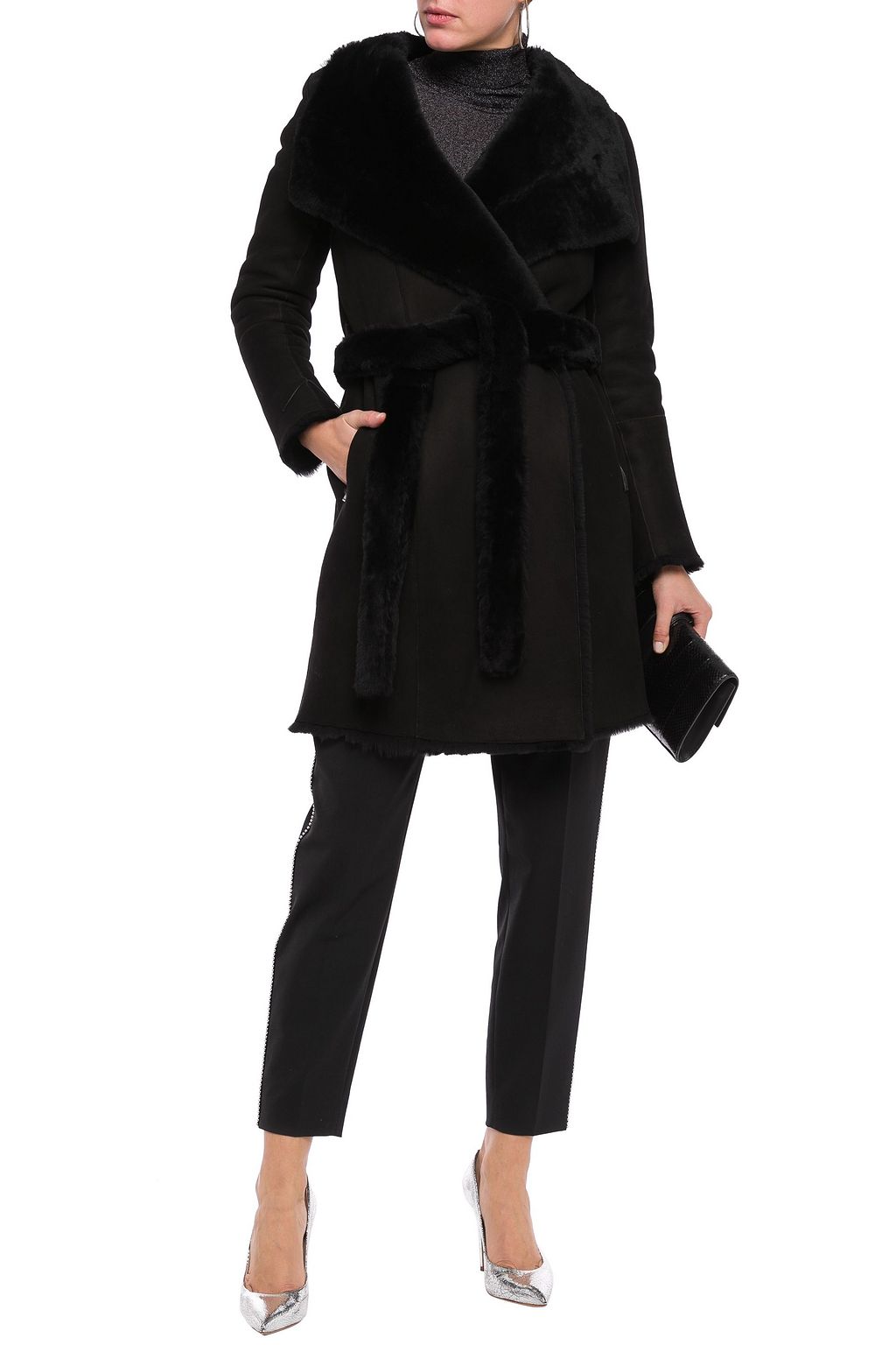 YVES SALOMON Reversible belted shearling coat
