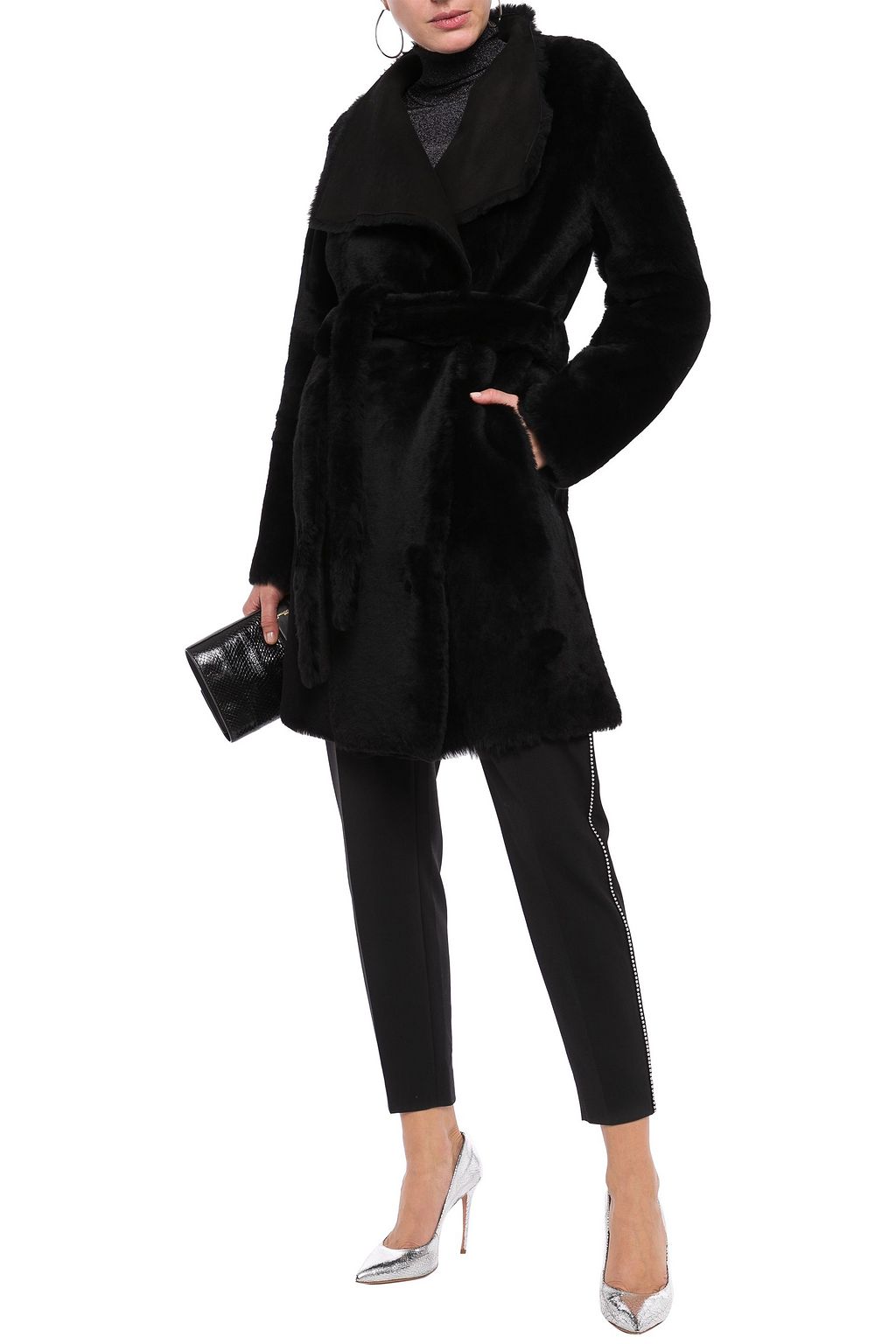YVES SALOMON Reversible belted shearling coat