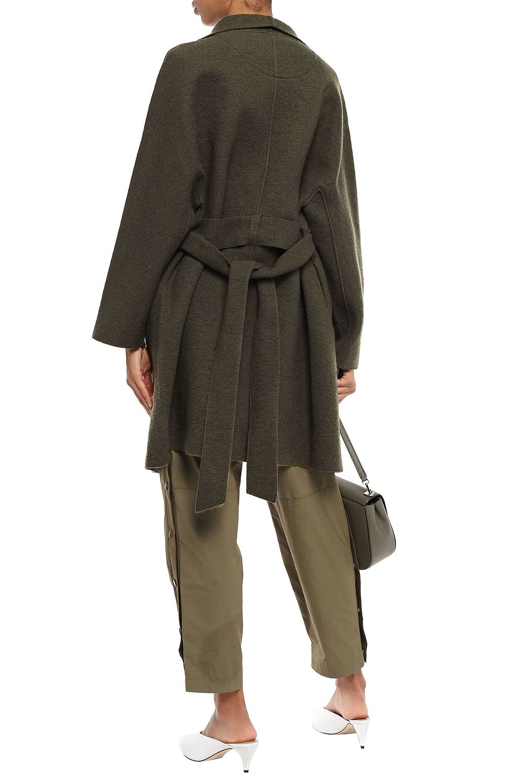 LINE Belted wool-blend bouclé coat
