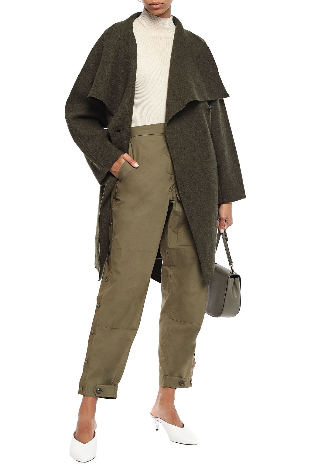 LINE Belted wool-blend bouclé coat