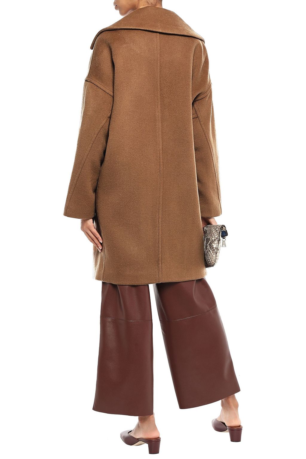 LINE Double-breasted brushed wool coat