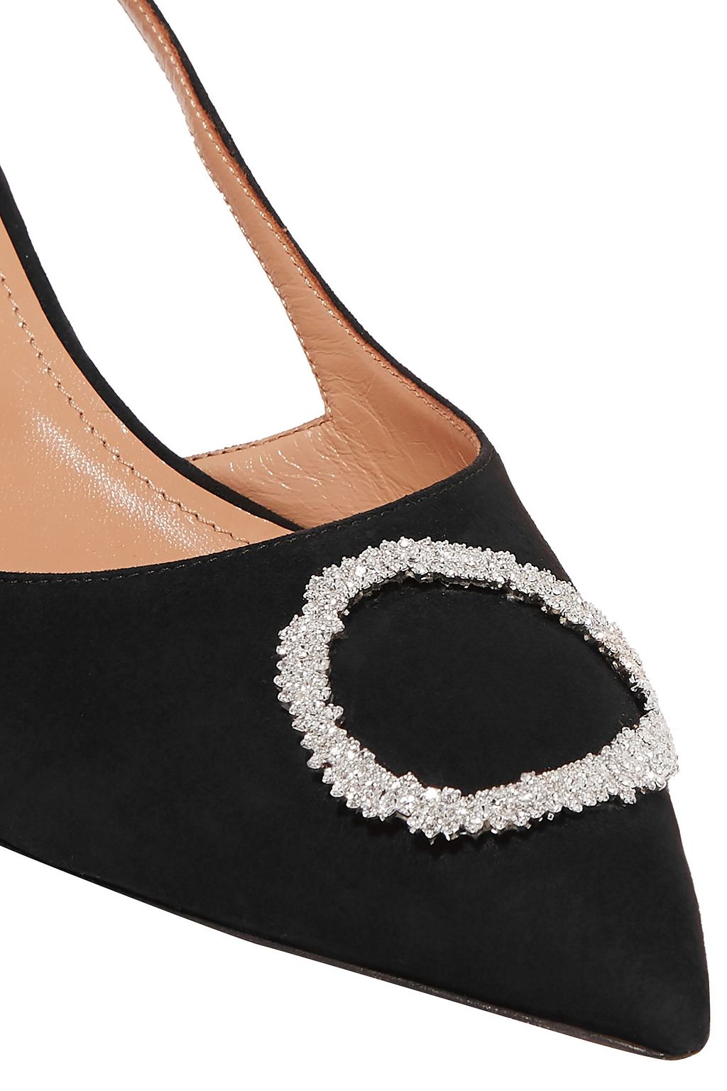AQUAZZURA Crystal-embellished suede slingback pumps
