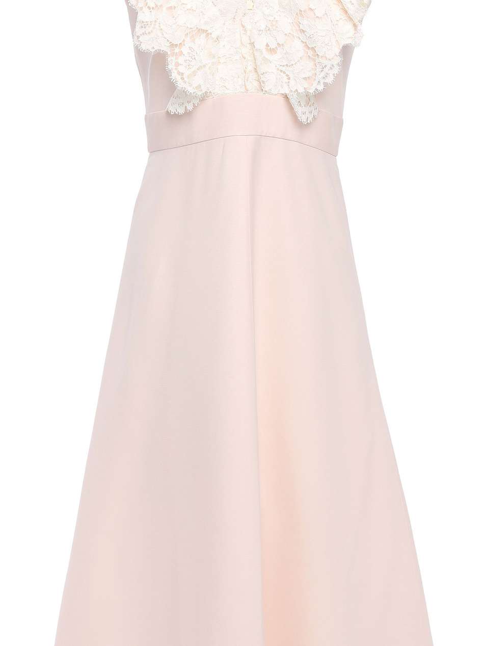 lace-trimmed wool and silk-blend midi dress