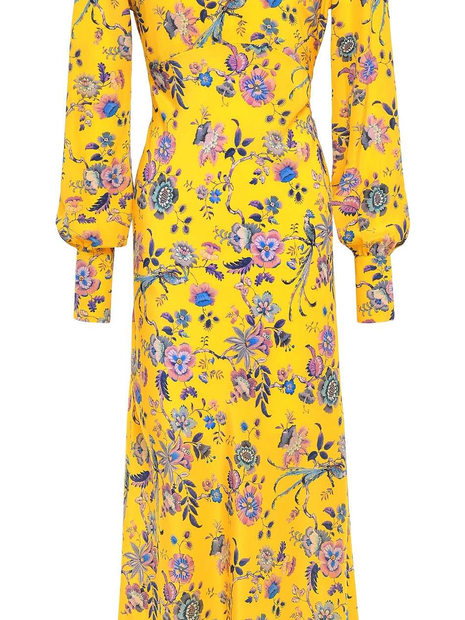 floral-print silk crepe de chine midi dress