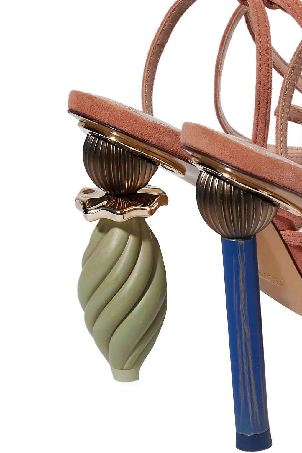 JACQUEMUS Lace-up appliquéd suede sandals