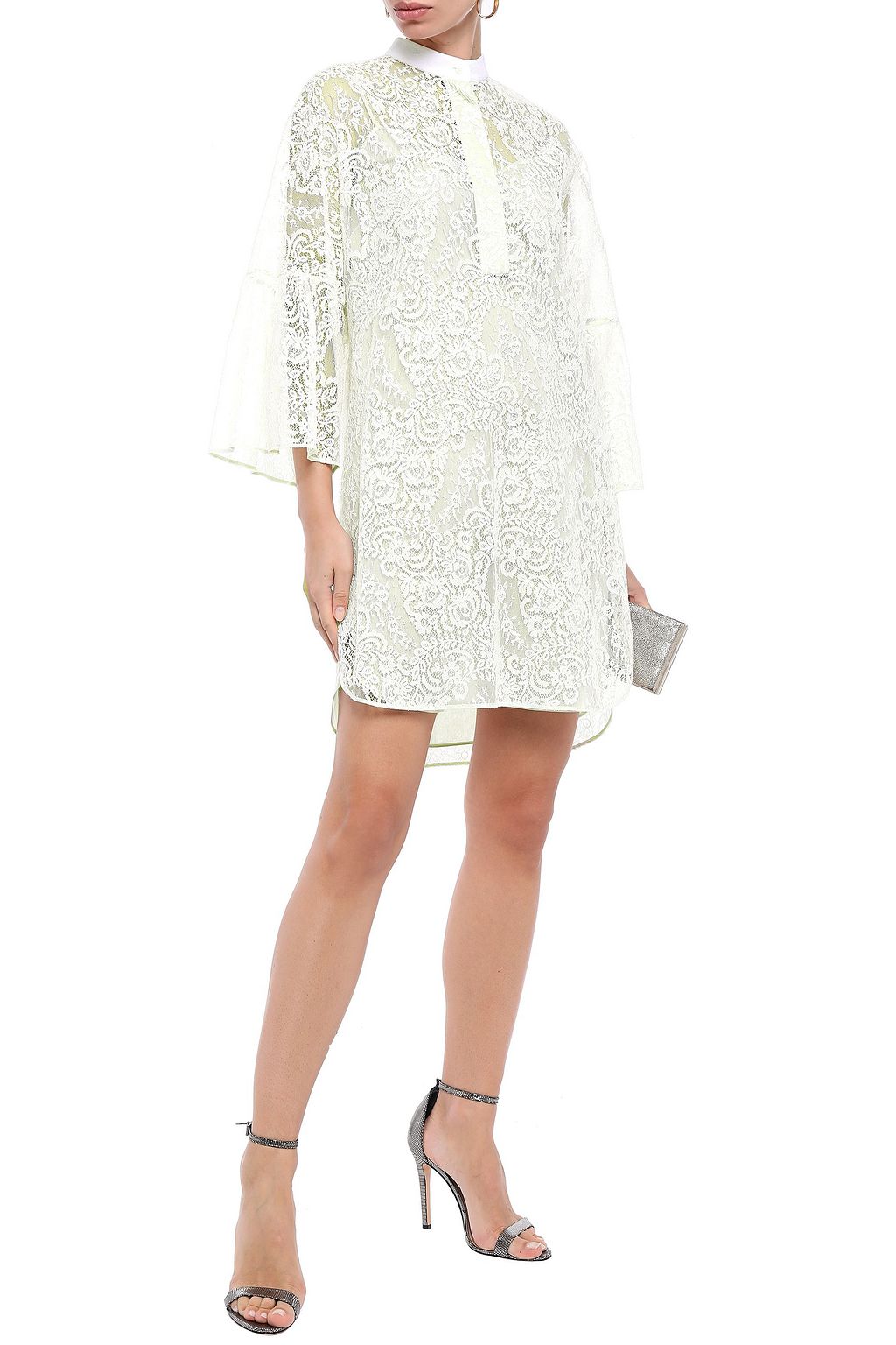 VALENTINO GARAVANI Piqué-trimmed lace mini dress
