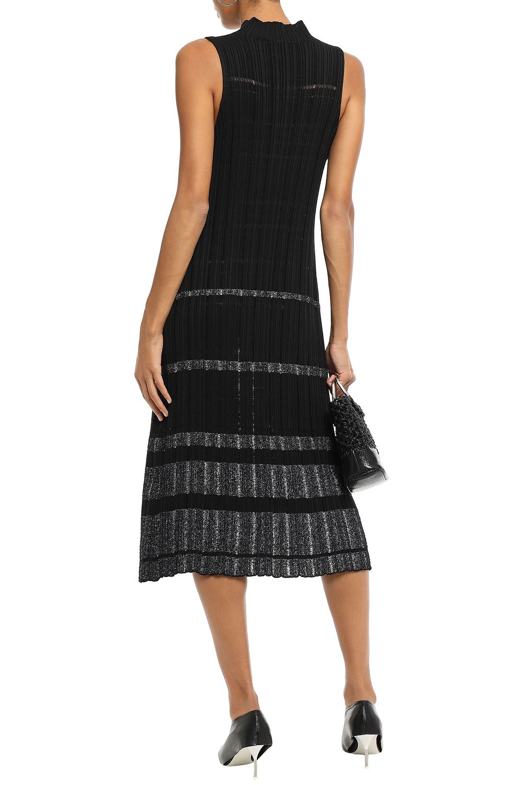 PROENZA SCHOULER Metallic-trimmed ribbed bouclé-knit midi dress