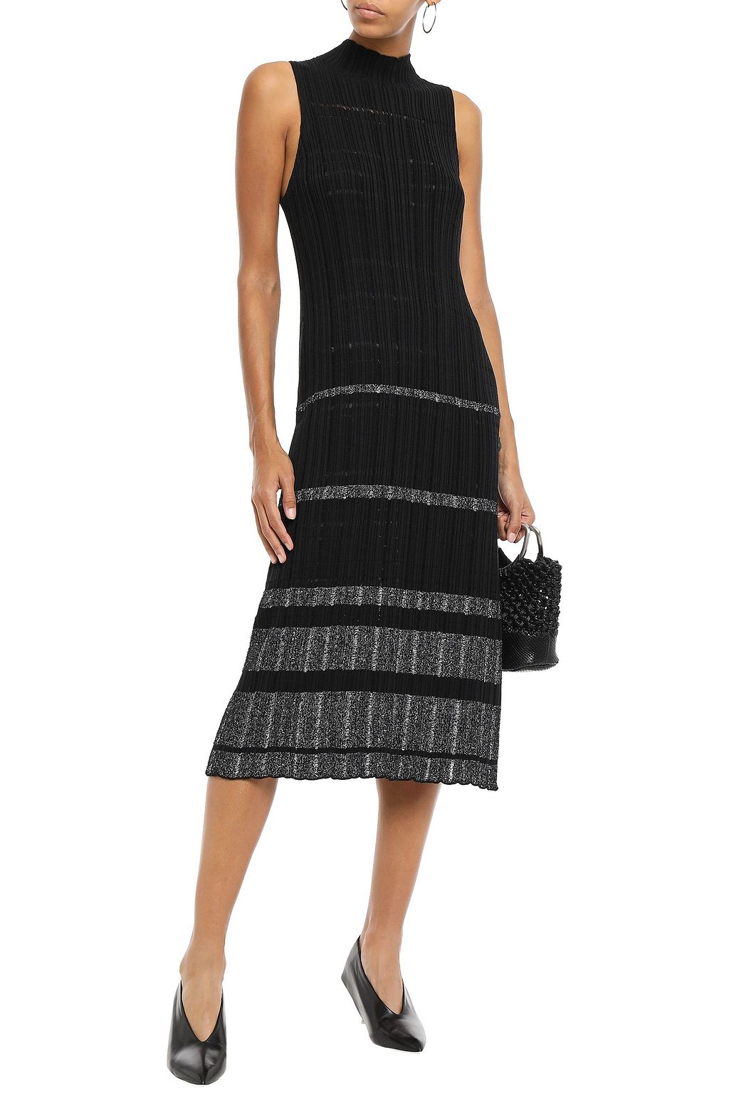 PROENZA SCHOULER Metallic-trimmed ribbed bouclé-knit midi dress