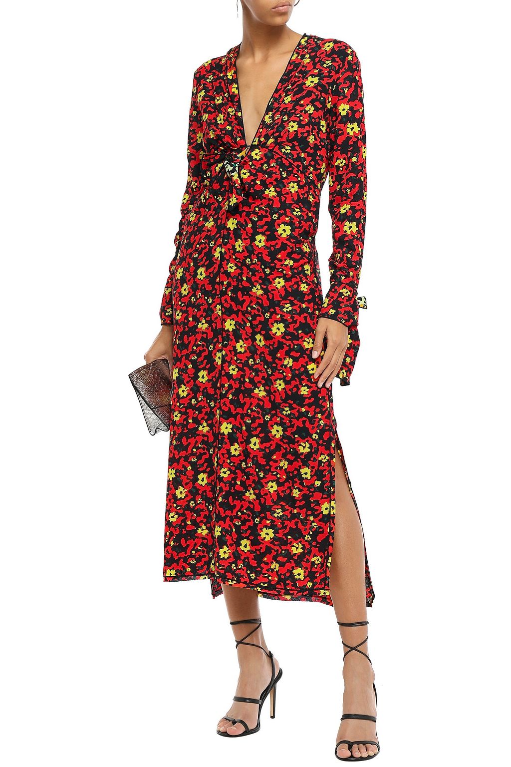 PROENZA SCHOULER Knotted floral-print crepe midi dress