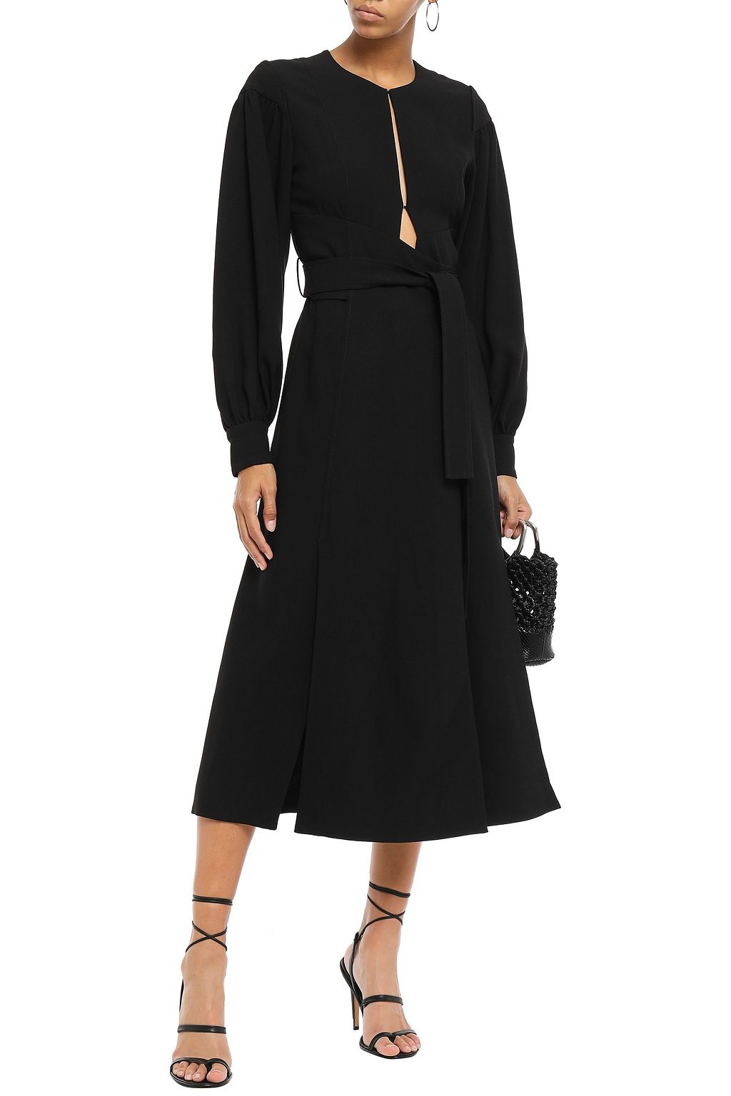PROENZA SCHOULER Cutout pleated textured-crepe midi dress