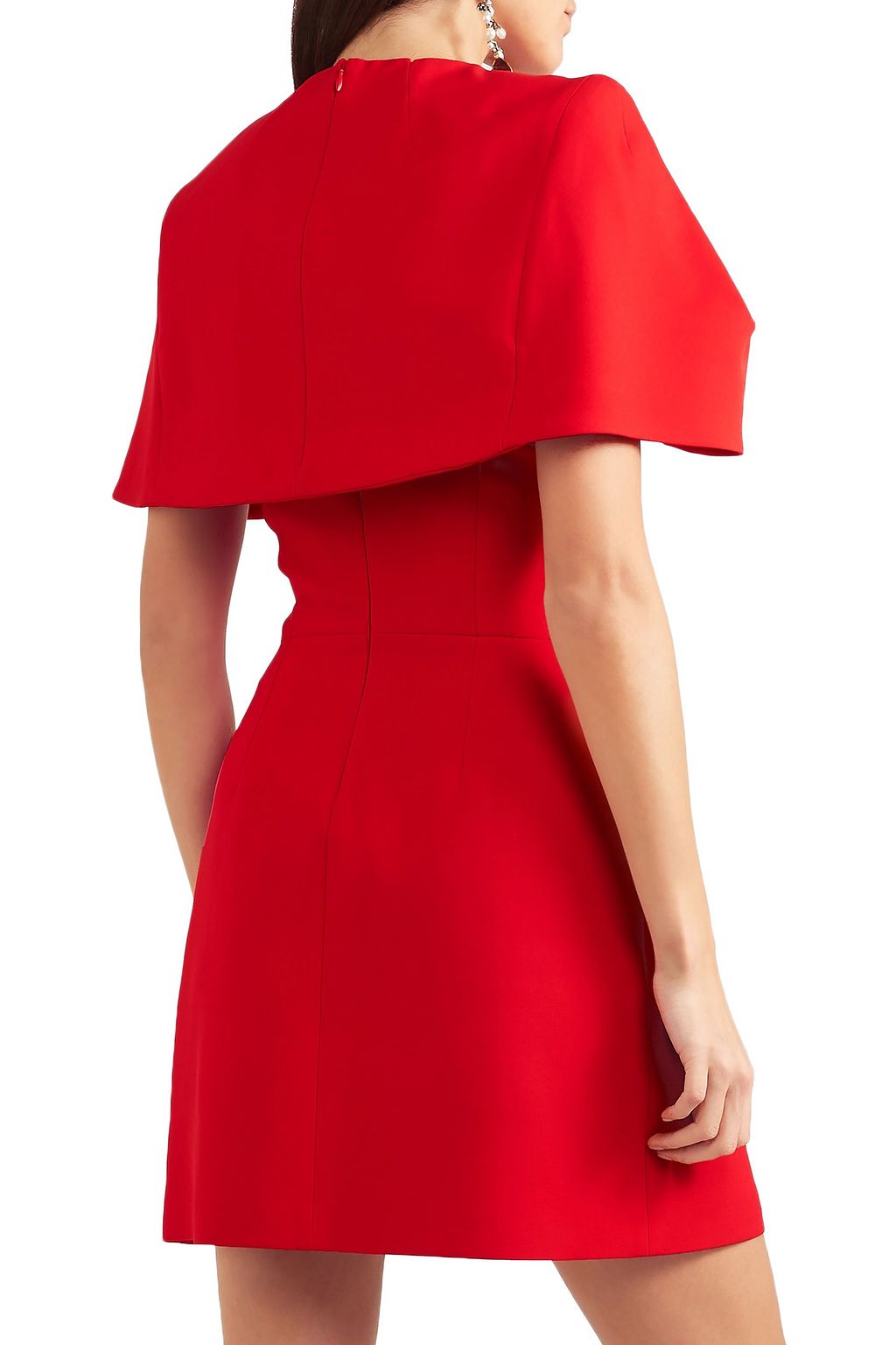 MCQUEEN Cape-effect wool-blend crepe mini dress