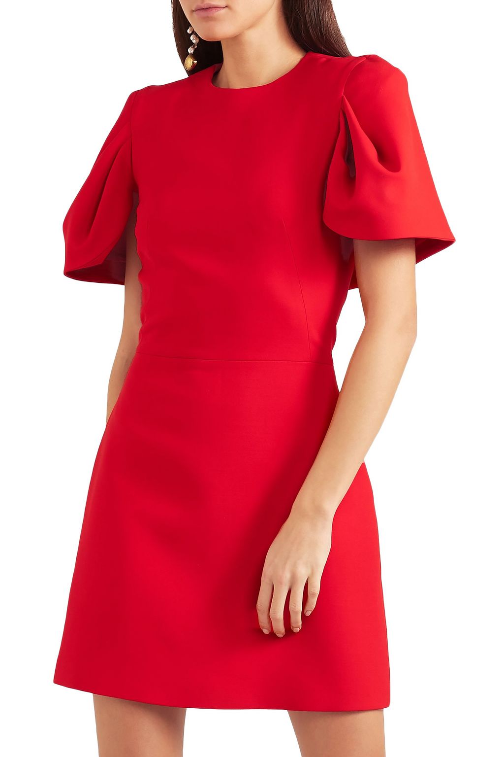 MCQUEEN Cape-effect wool-blend crepe mini dress
