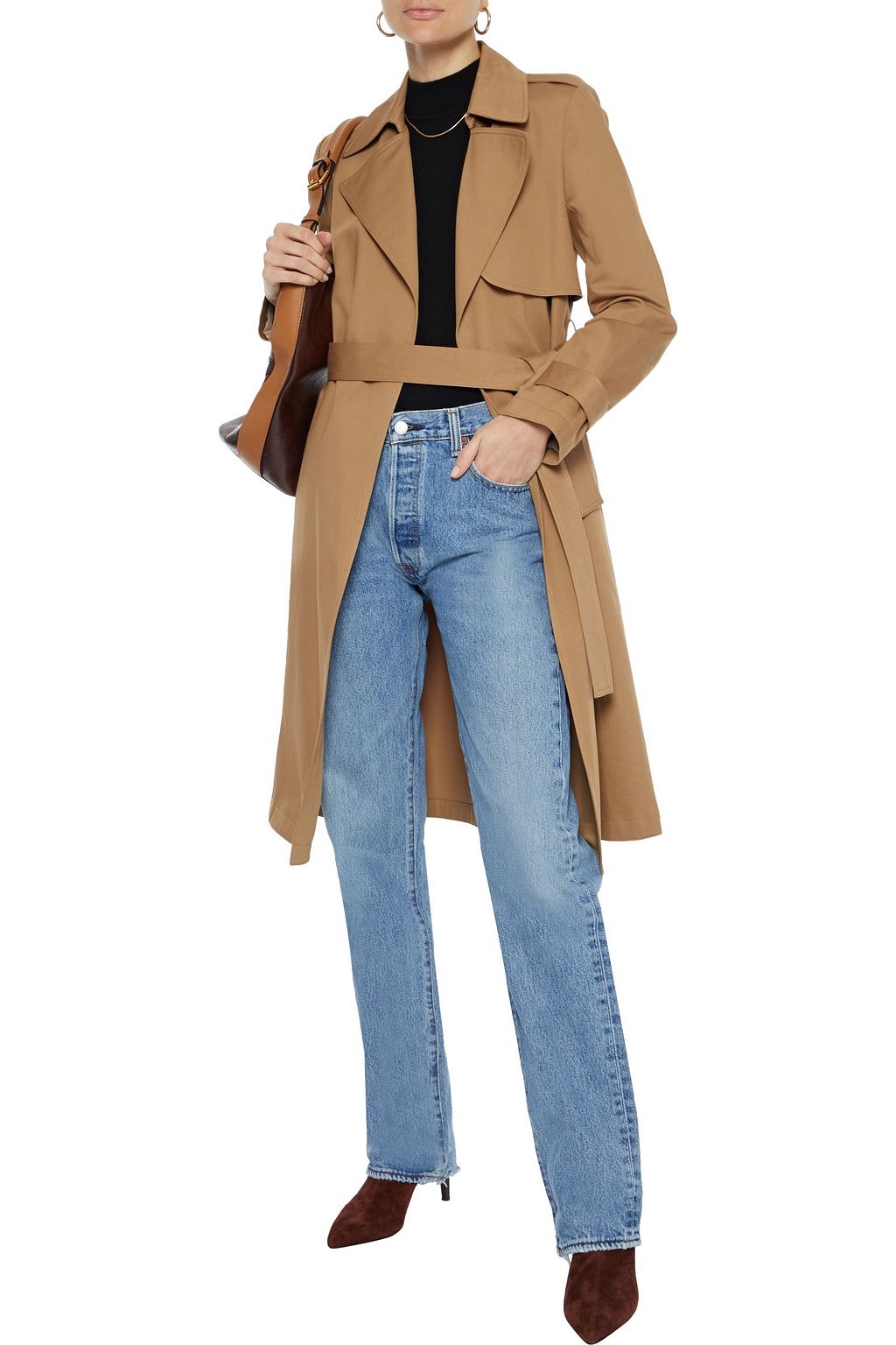 RE/DONE WITH LEVI'S Frayed faded high-rise straight-leg jeans