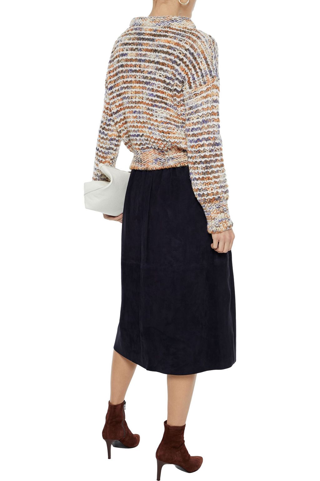 JOSEPH Betty gathered suede midi wrap skirt