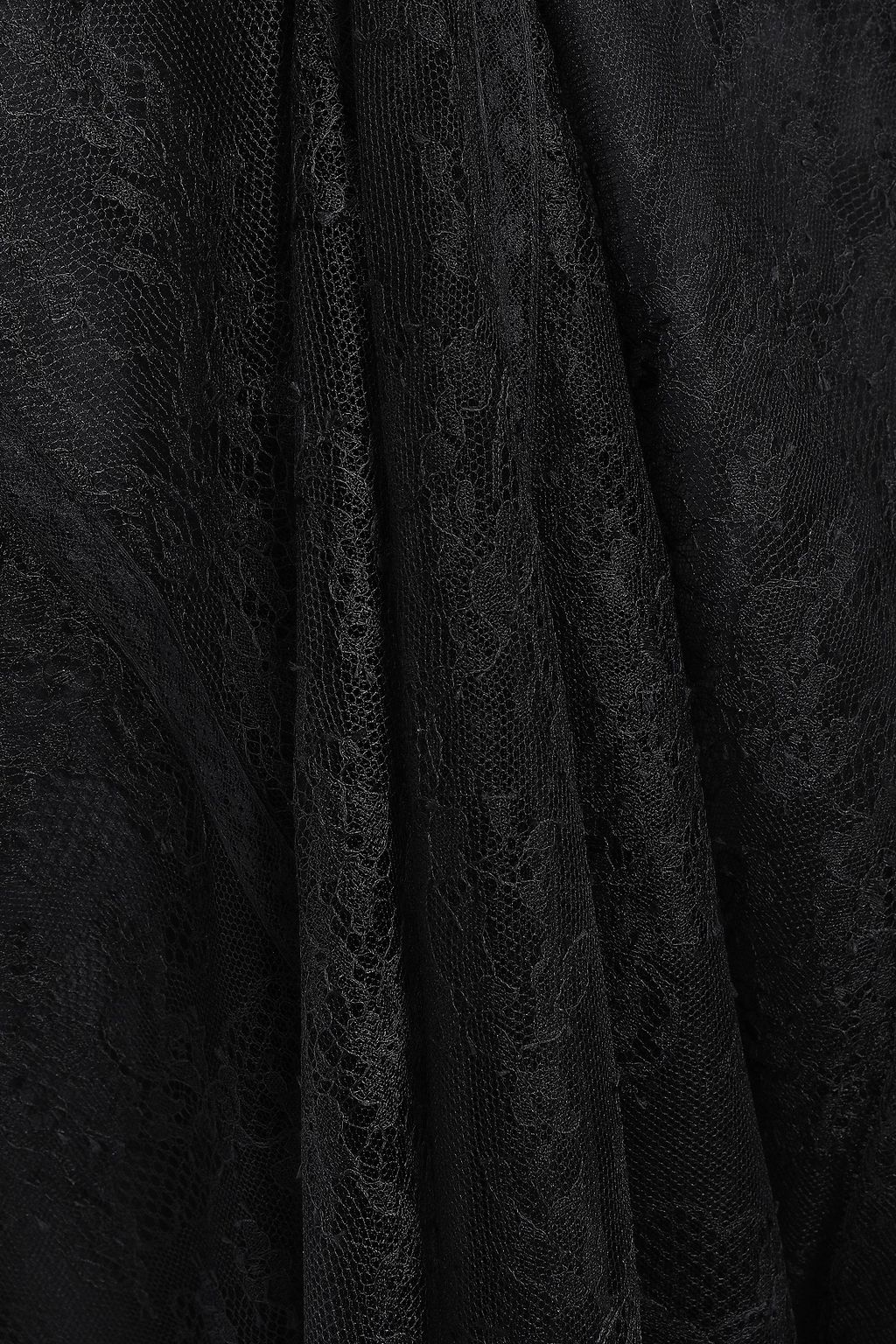 VALENTINO GARAVANI Point d'esprit-trimmed silk lace midi skirt
