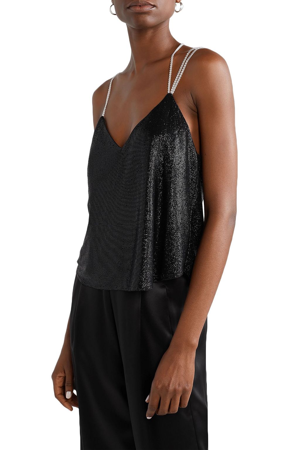MICHELLE MASON Crystal-embellished Lurex camisole