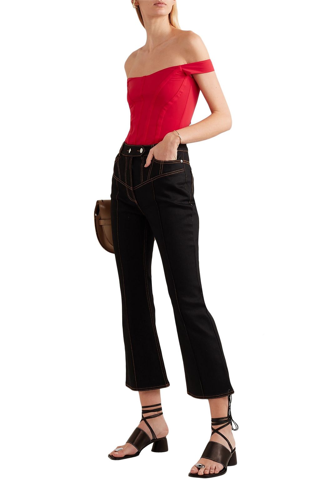 ELLERY Yandex off-the-shoulder stretch-cady bustier top