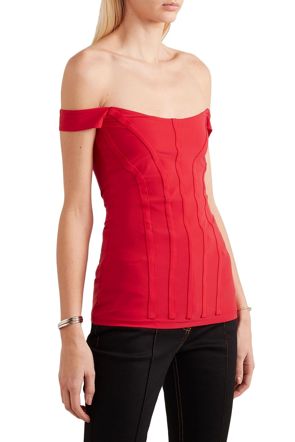 ELLERY Yandex off-the-shoulder stretch-cady bustier top