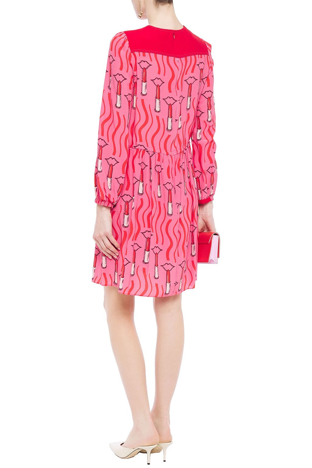 VALENTINO GARAVANI Gathered printed silk crepe de chine mini dress