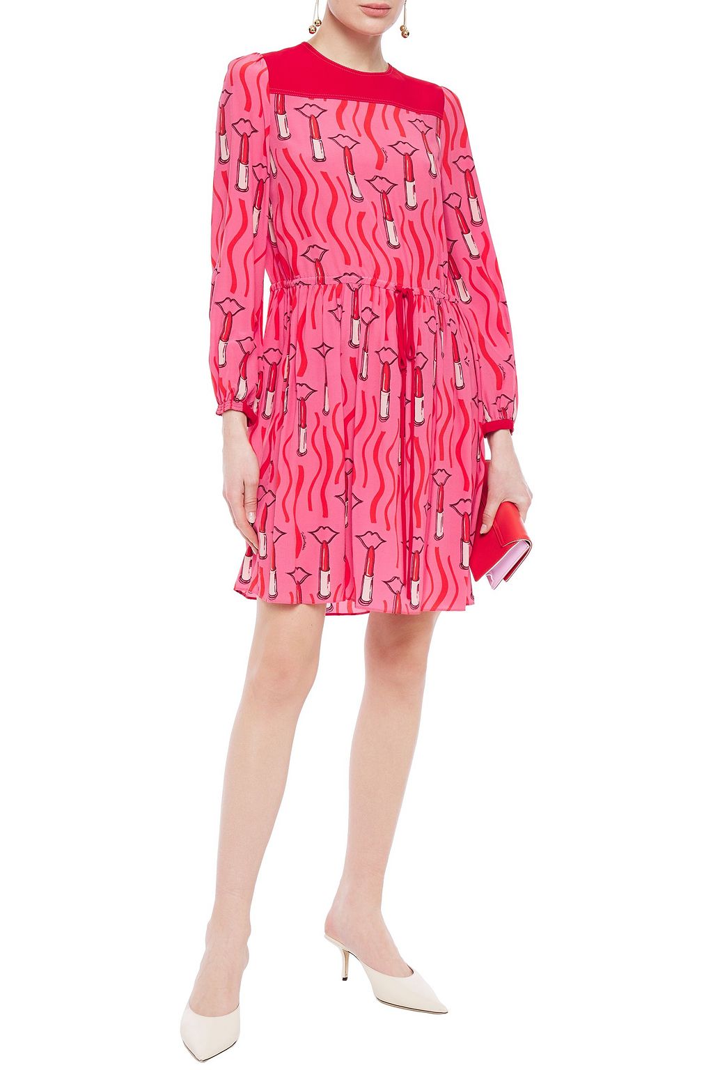 VALENTINO GARAVANI Gathered printed silk crepe de chine mini dress