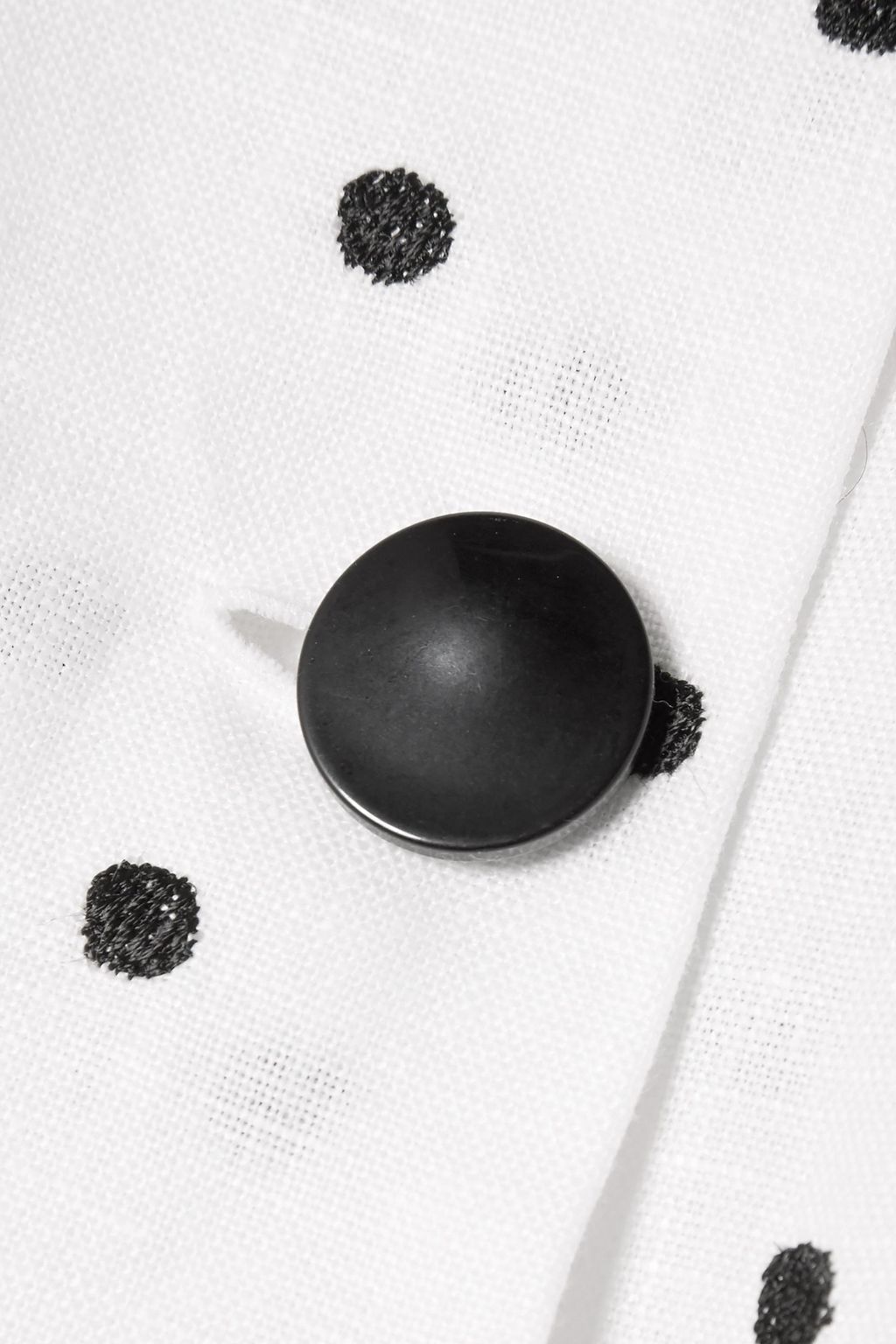 LISA MARIE FERNANDEZ Diana double-breasted embroidered polka-dot linen  top