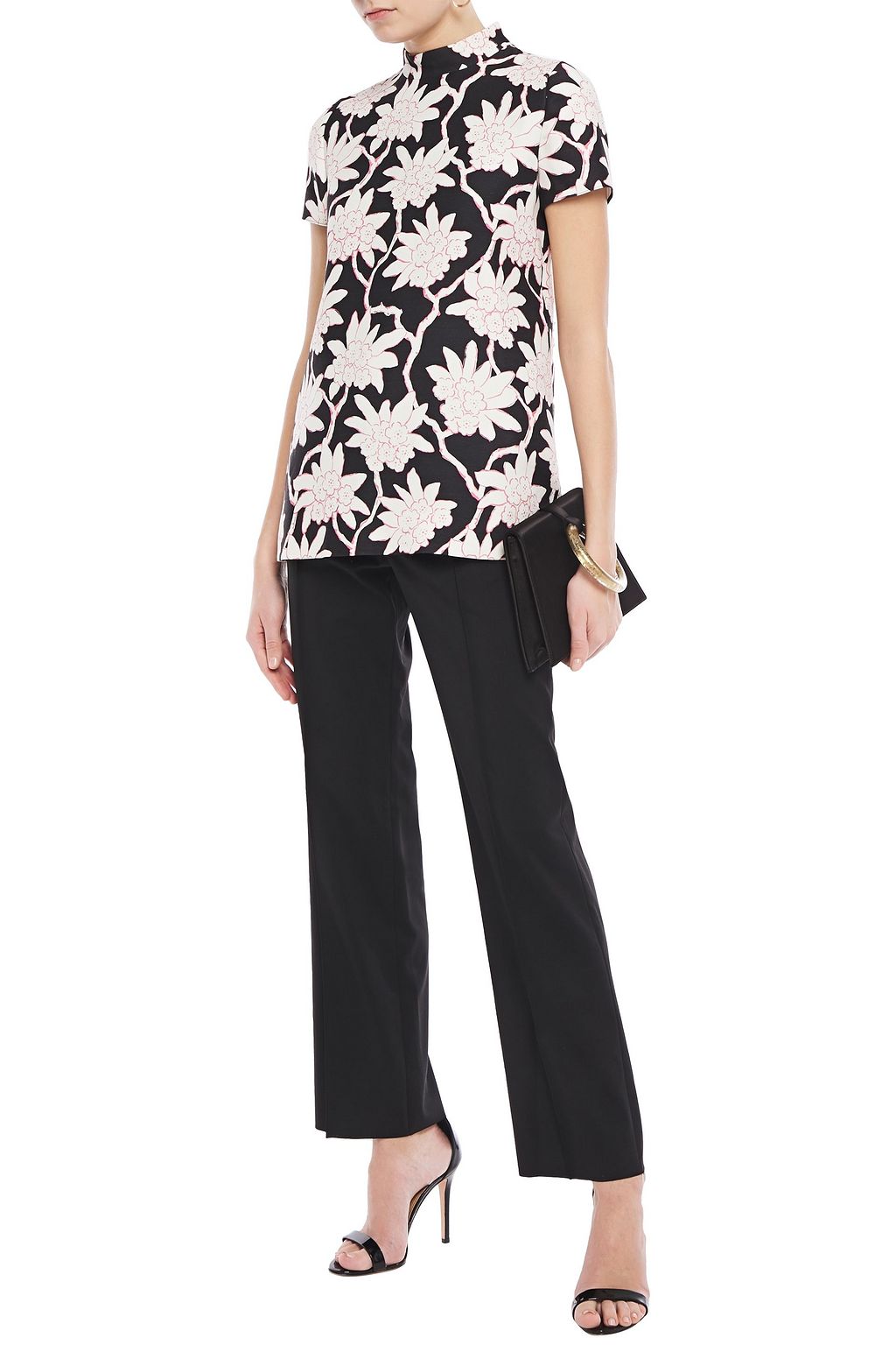 VALENTINO GARAVANI Floral-print wool and silk-blend crepe top