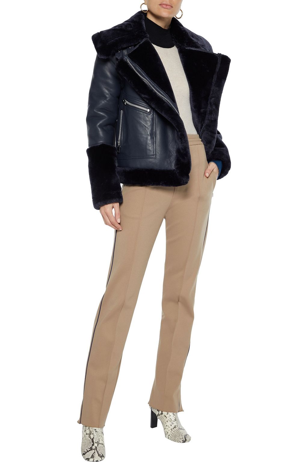 WALTER BAKER Edaurdo leather and faux fur coat