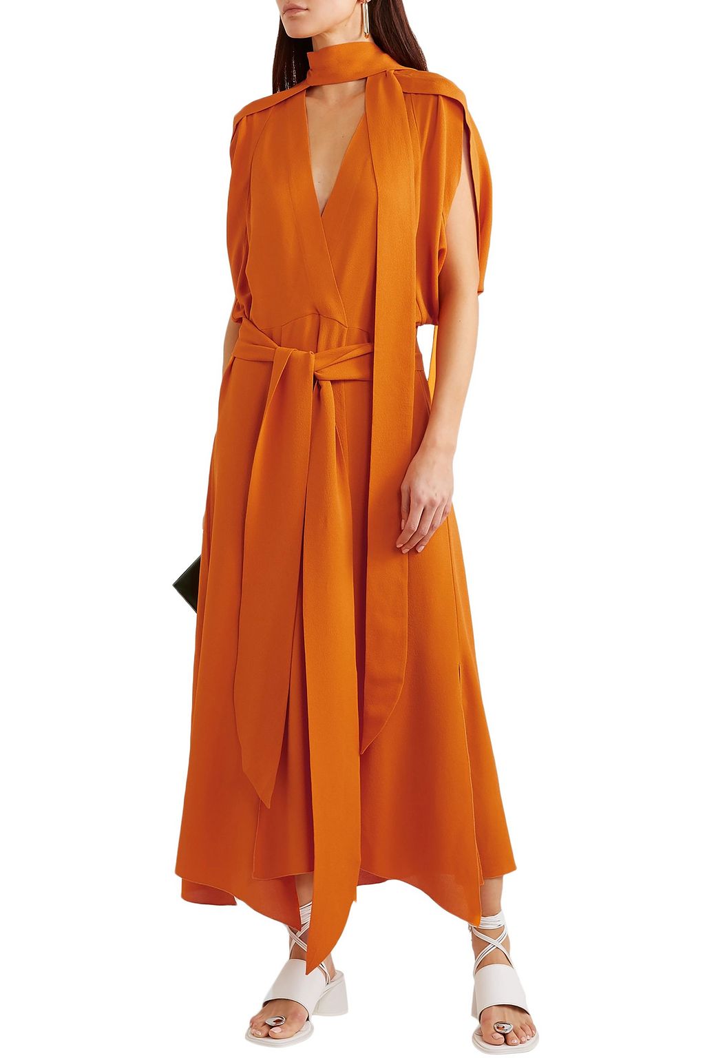 PETAR PETROV Deville belted silk-crepe maxi dress