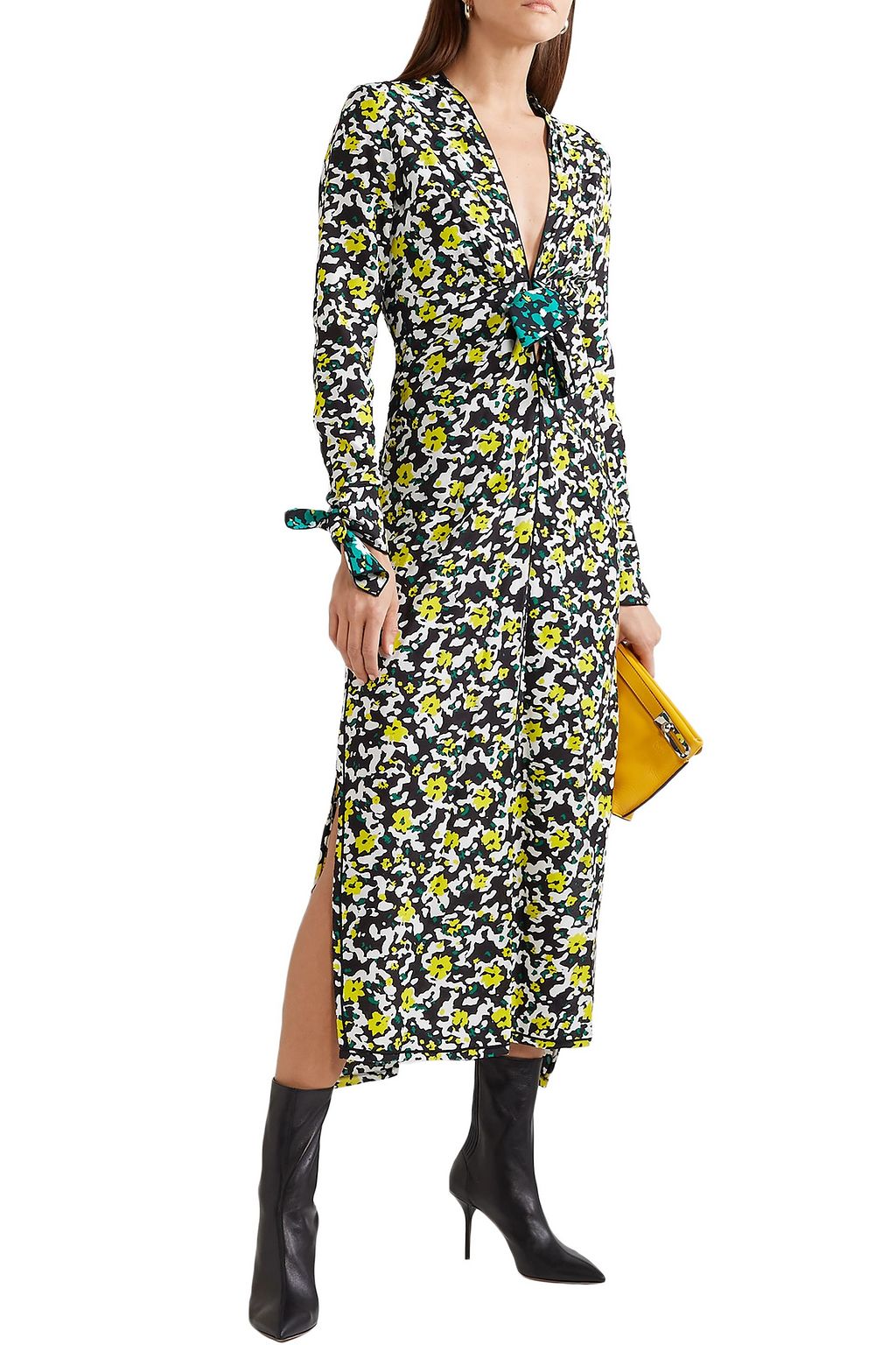 PROENZA SCHOULER Knotted floral-print crepe midi dress