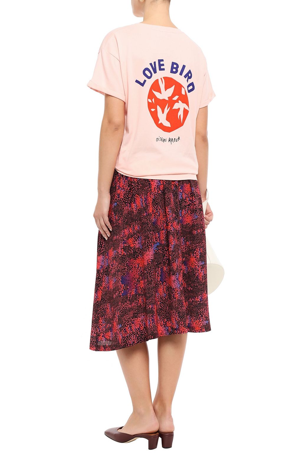 ÊTRE CÉCILE Amelie pleated printed silk midi skirt
