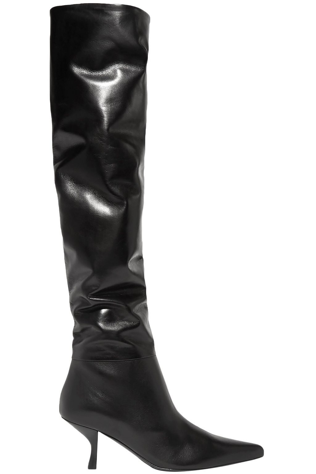 black leather knee high boots sale