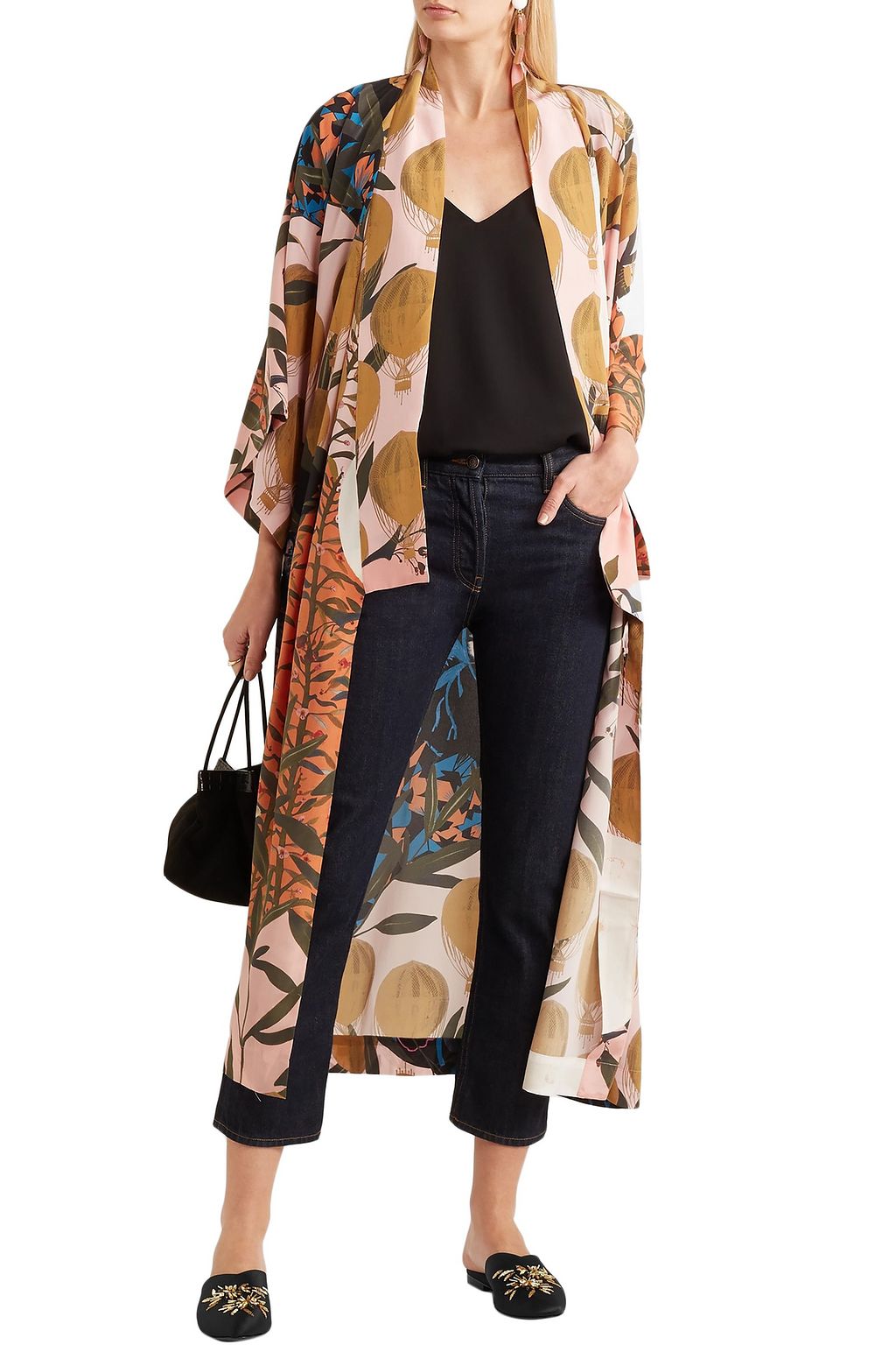 ZYNE Embellished silk-satin slippers