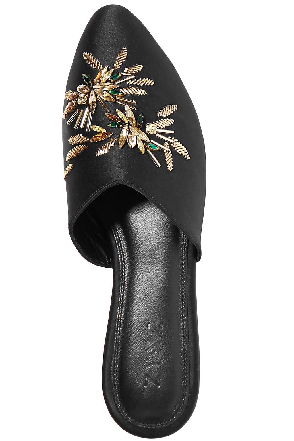 ZYNE Embellished silk-satin slippers