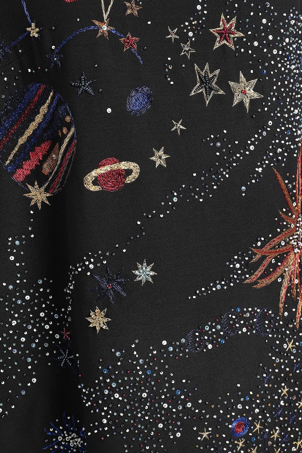 VALENTINO GARAVANI Velvet-paneled embellished wool and silk-blend mini dress