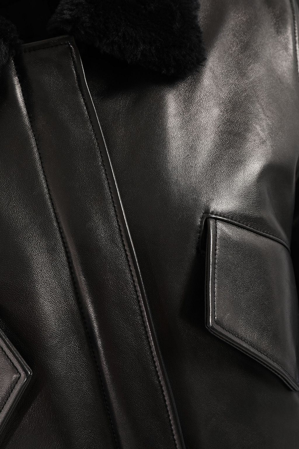 ALEXANDER WANG Shearlingtrimmed leather bomber jacket THE