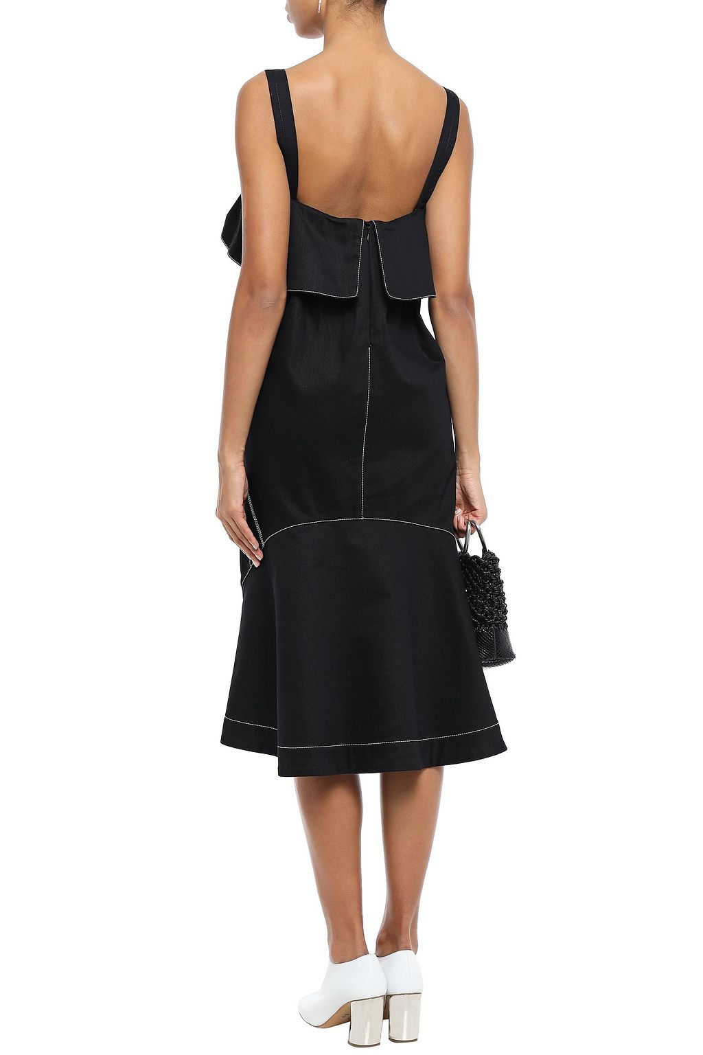 PROENZA SCHOULER Cutout ruffled denim midi dress