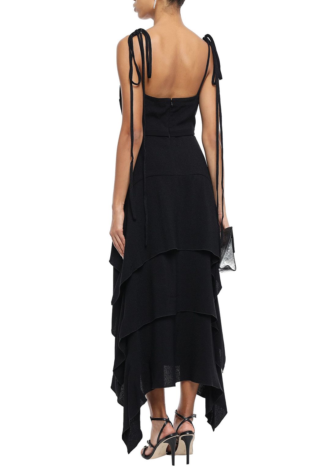 PROENZA SCHOULER Cutout tiered ring-embellished draped crepe maxi dress