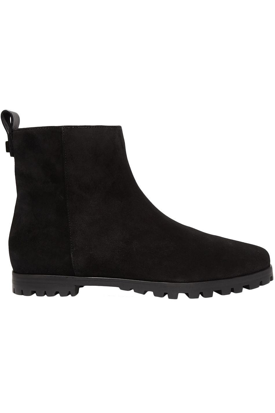 flat black suede ankle boots