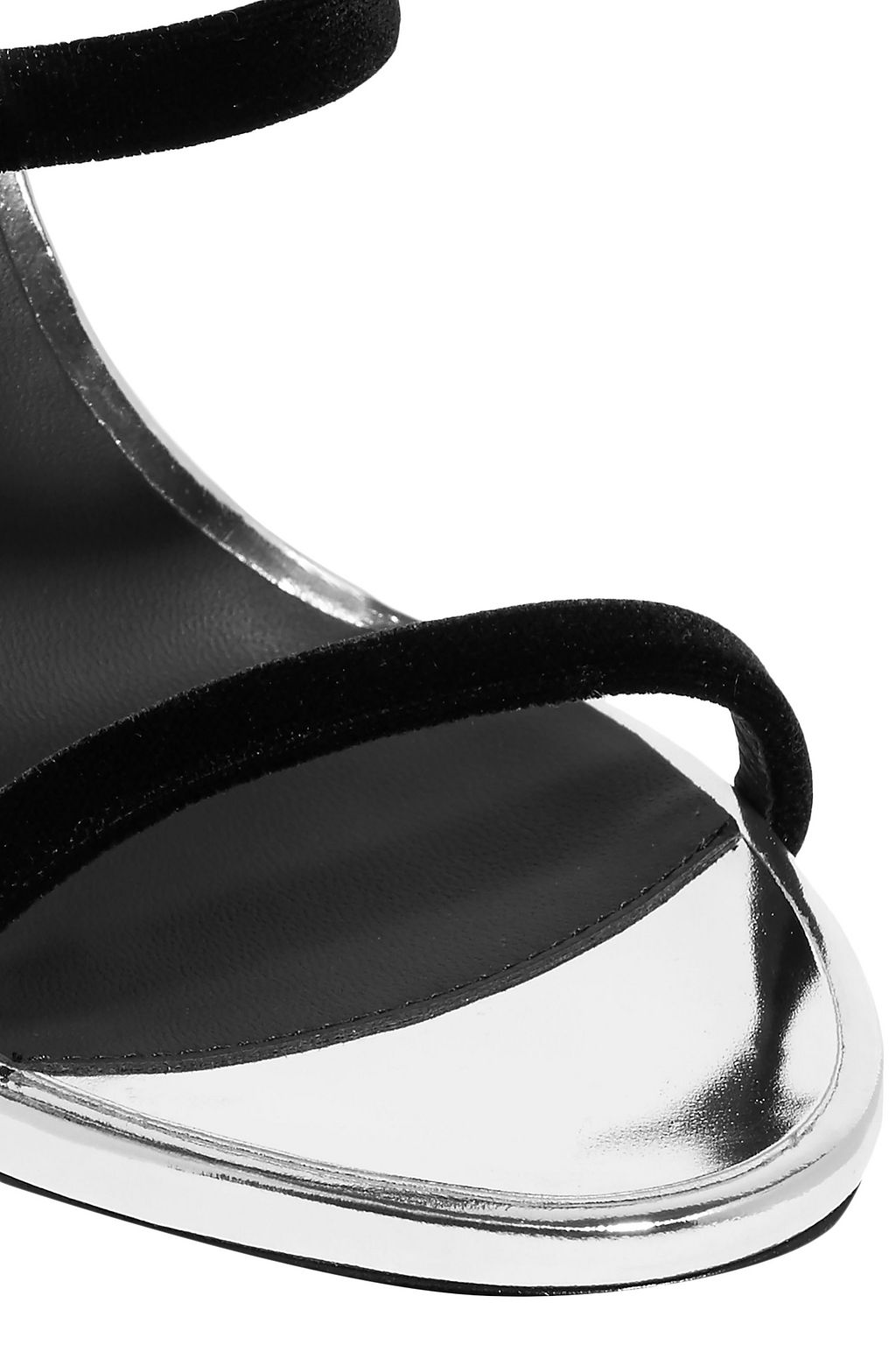 GIUSEPPE ZANOTTI Alien metallic leather and velvet sandals