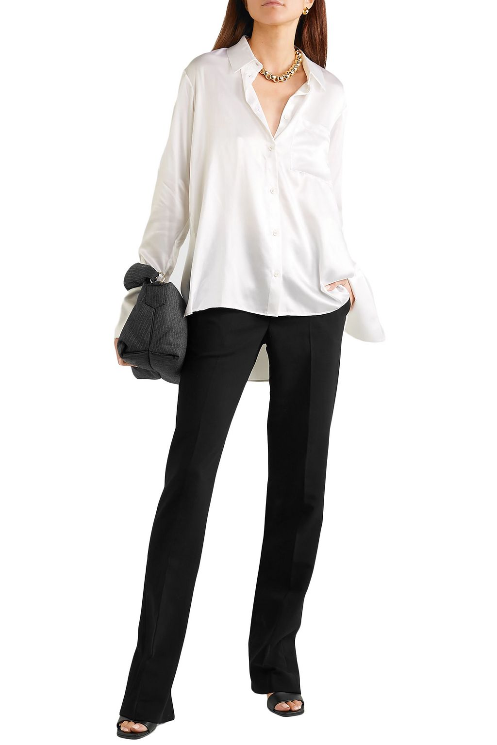 BITE STUDIOS Zip-detailed organic wool straight-leg pants