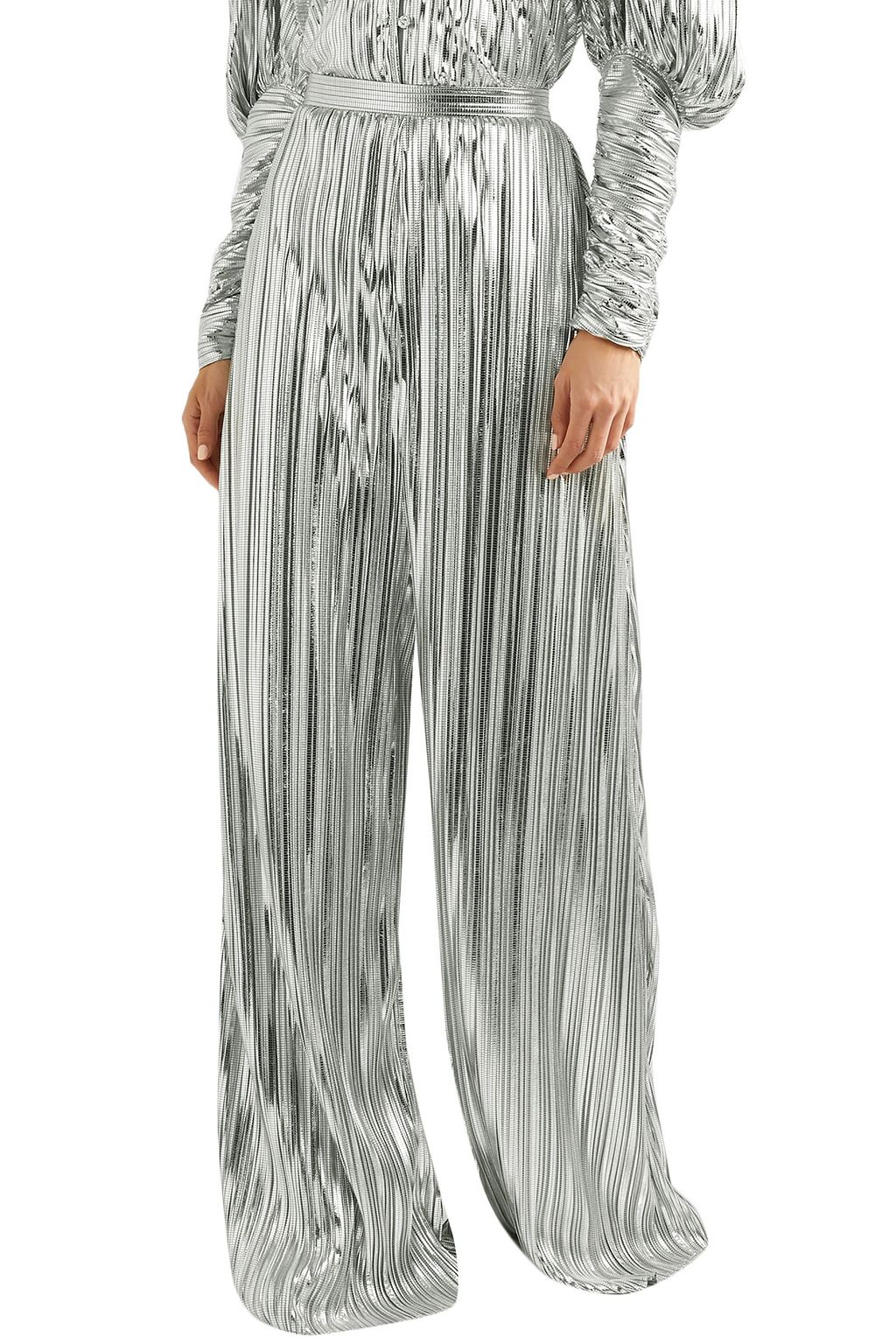 RODARTE Pleated lamé wide-leg pants