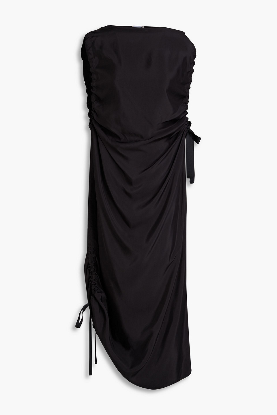 by malene birger - chita ruched twill midi dress - black - de 32
